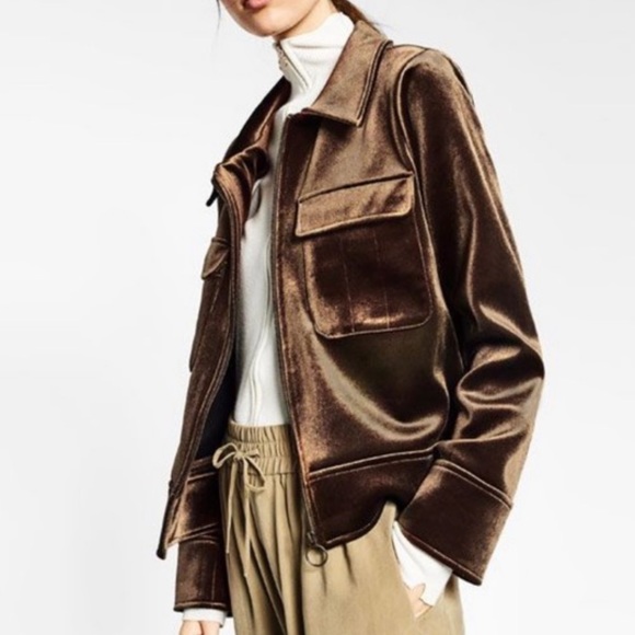 Zara Jackets & Blazers - Zara Chocolate Brown Bomber Jacket